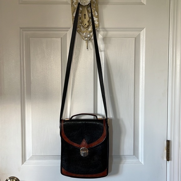 vintage D Brev Alligator Leather black & rust brown Crossbody - Picture 8 of 13